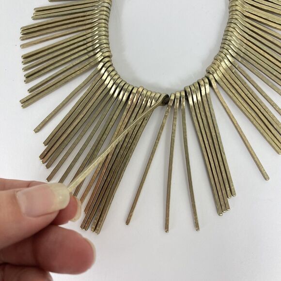 Mythologie Statement Necklace Gold Tone Spikes Cleopatra Fringe Necklace - Picture 3 of 5